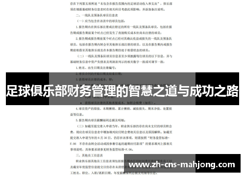 足球俱乐部财务管理的智慧之道与成功之路 足球俱乐部财务管理的智慧之道与成功之路